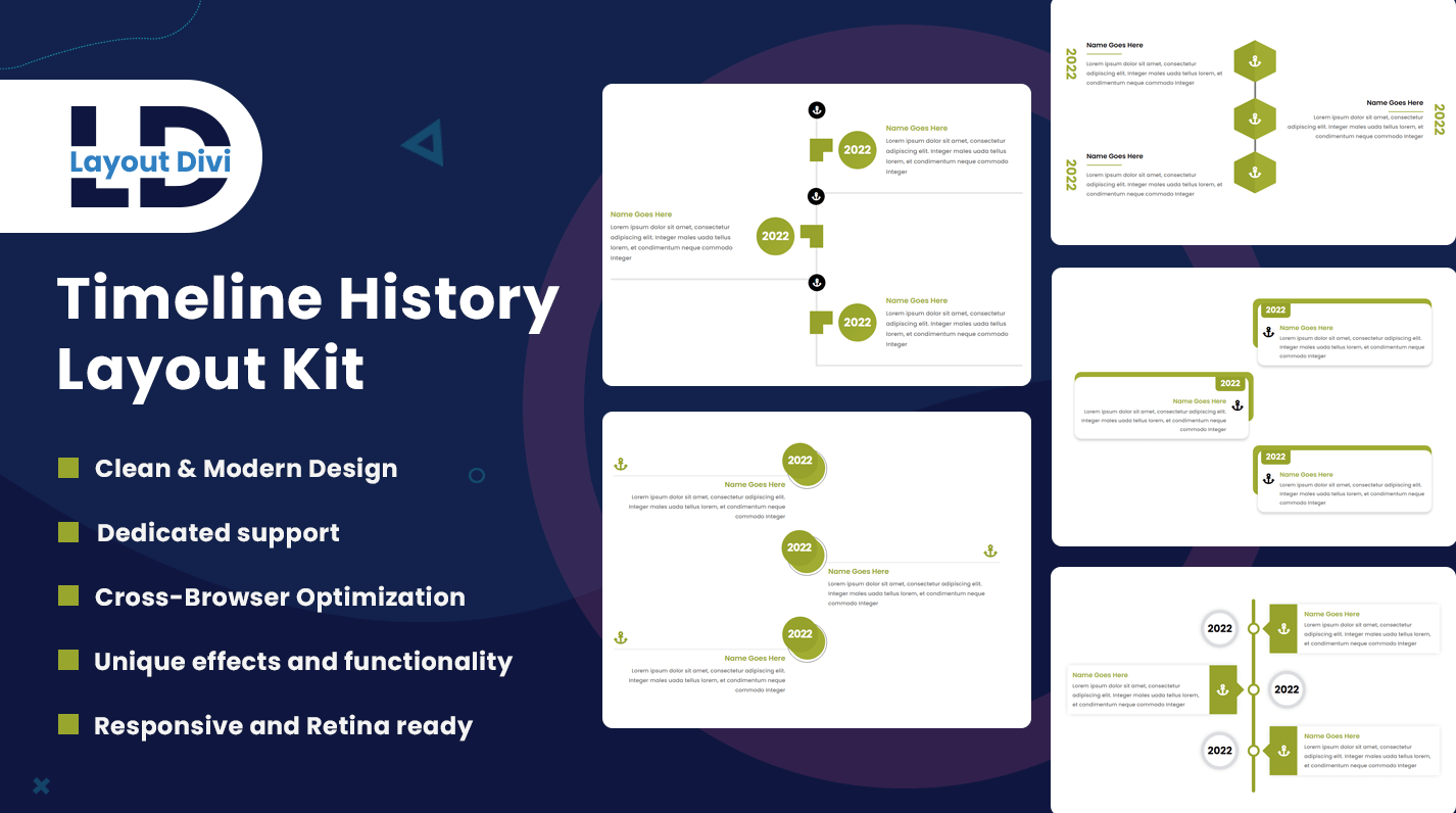 Divi Timeline History Layout Kit Divi Timeline History Layout Kit