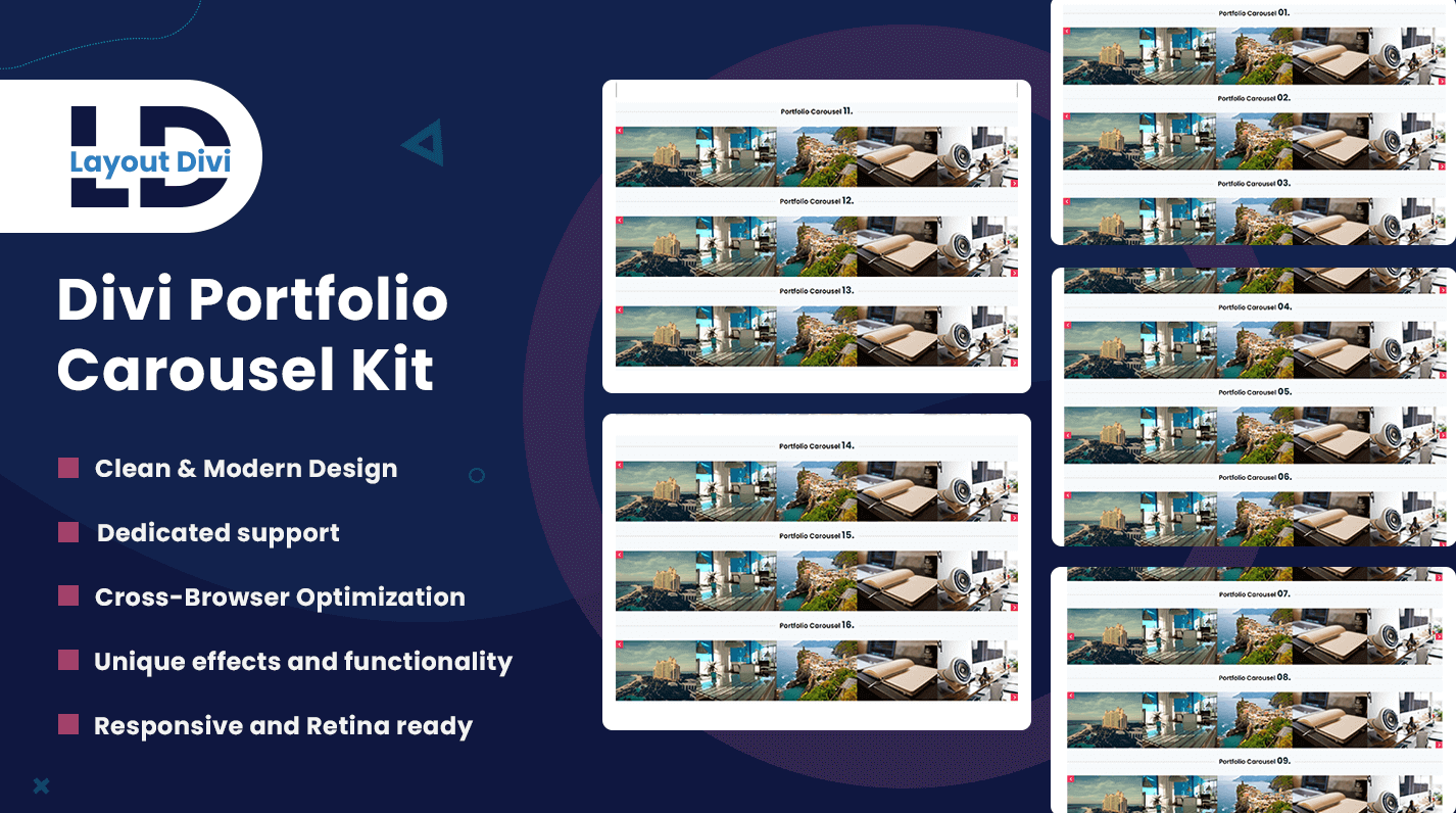 divi fullwidth portfolio module carousel section kit