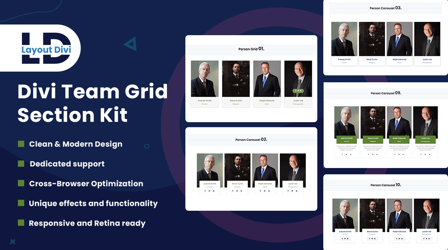 divi team grid section kit