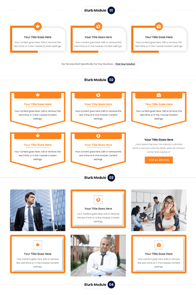 Divi Blurb Module Design Section Pack - Center