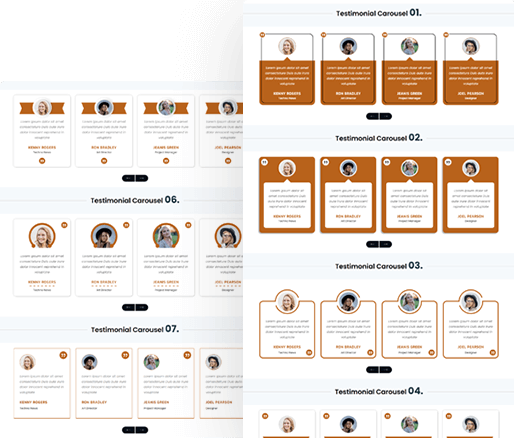 Divi Testimonial Module Carousel Section 01 To 10