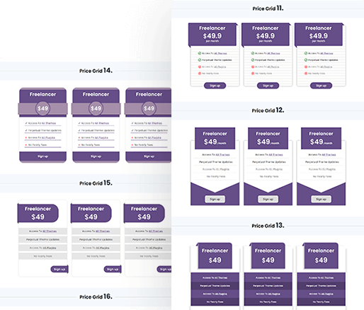 Divi Pricing Tables Module Grid Section 11 To 20
