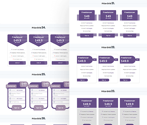 Divi Pricing Tables Module Grid Section 21 To 30