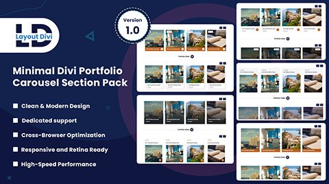 Minimal Divi Portfolio Carousel Sections Pack