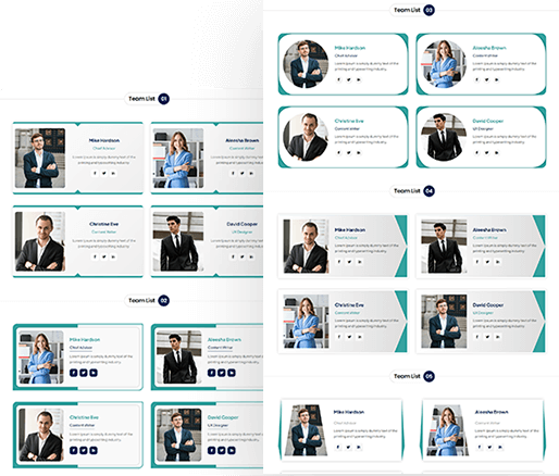 Ultimate Team List Divi Sections 01 To 10