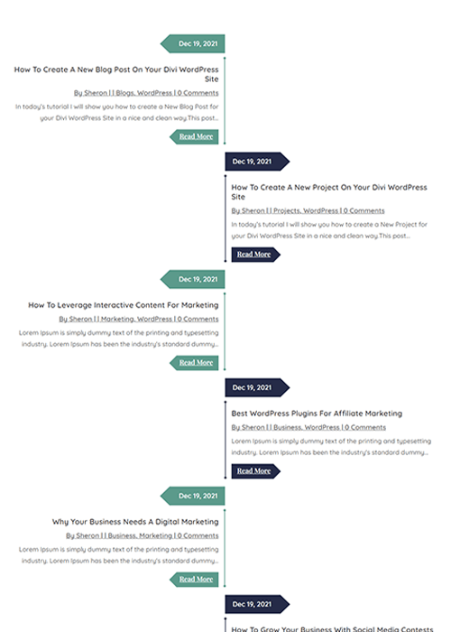 Divi Blog Posts Timeline Layout 2