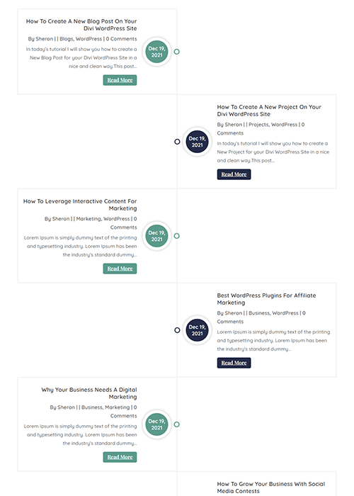Divi Blog Posts Timeline Layout 3