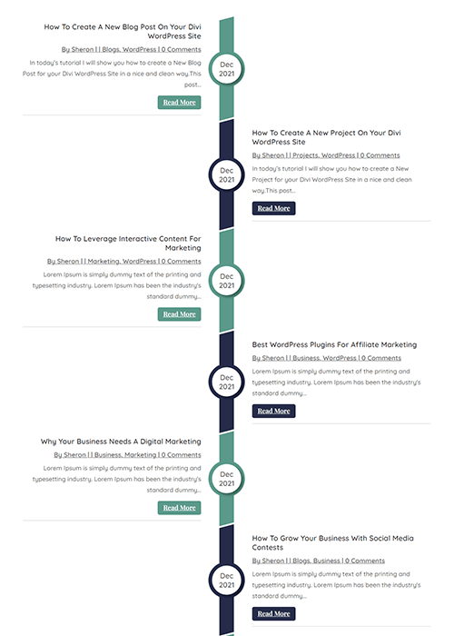 Divi Blog Posts Timeline Layout 4