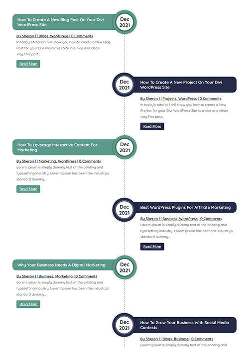 Divi Blog Posts Timeline Layout 5
