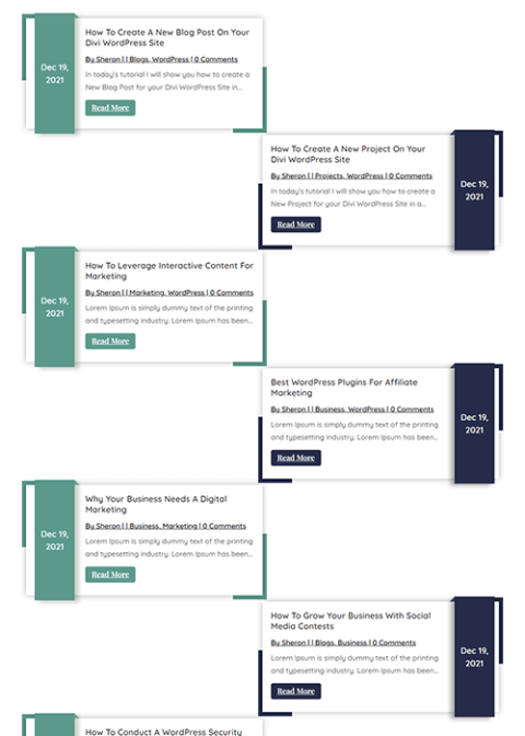 Divi Blog Module Timeline Layouts Pack - Divi Layouts