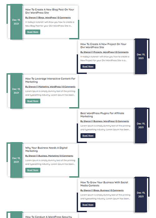 Divi Blog Posts Timeline Layout 7