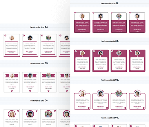 Divi Testimonials Designs Grid Layout 01 To 10