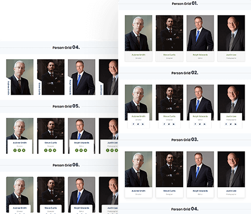 Divi Person Module Grid Design Section 01-10