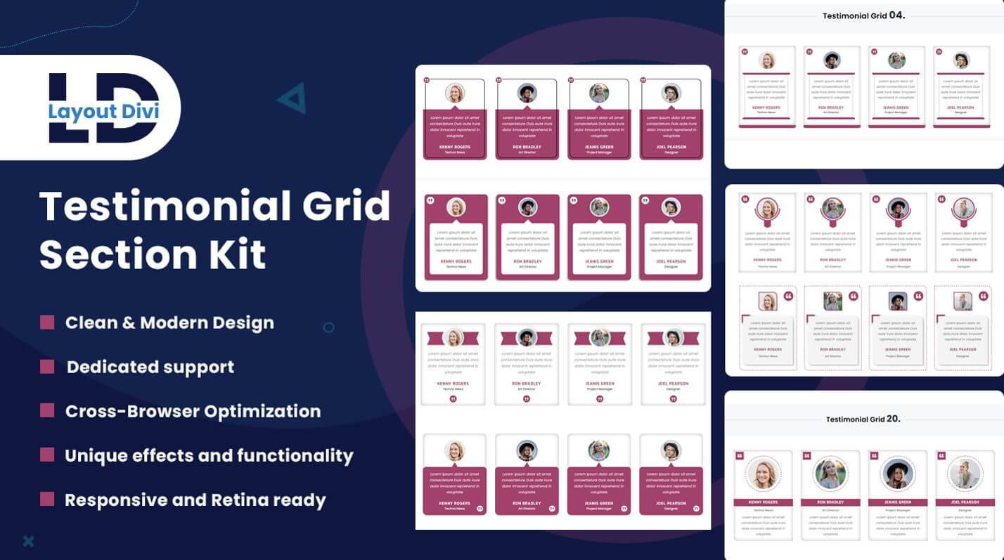 Divi Testimonials Module Design Layout Pack