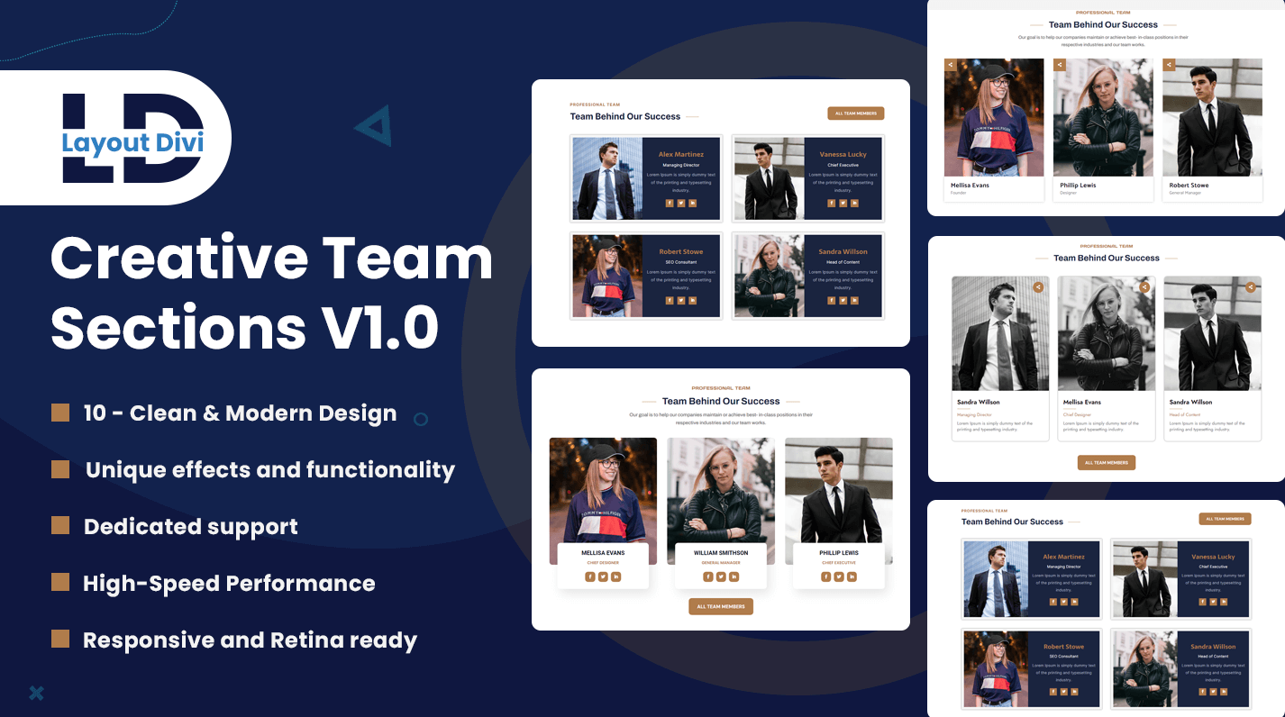 Creative Team Sections V1.0 - Divi Layout Pack