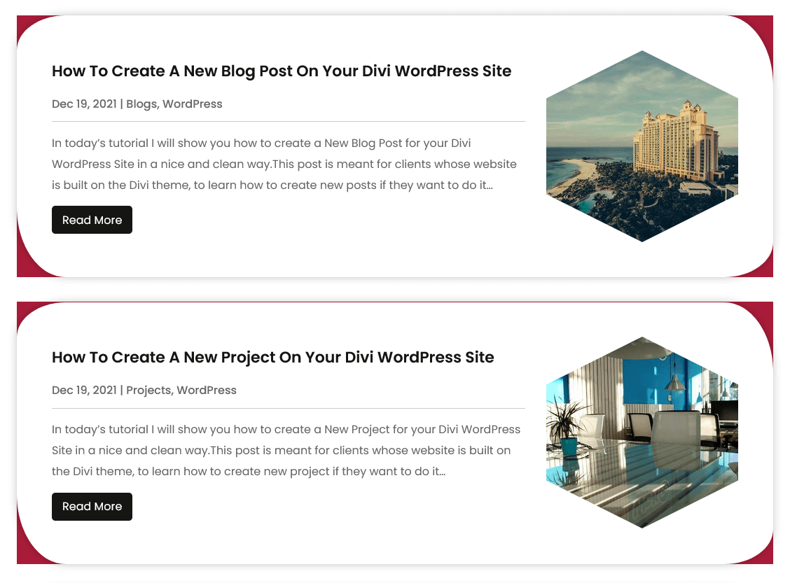 Divi Blog List View Layouts - Right View