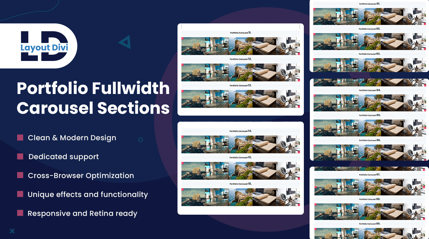 Portfolio Fullwidth Carousel Sections - Divi Layout Pack