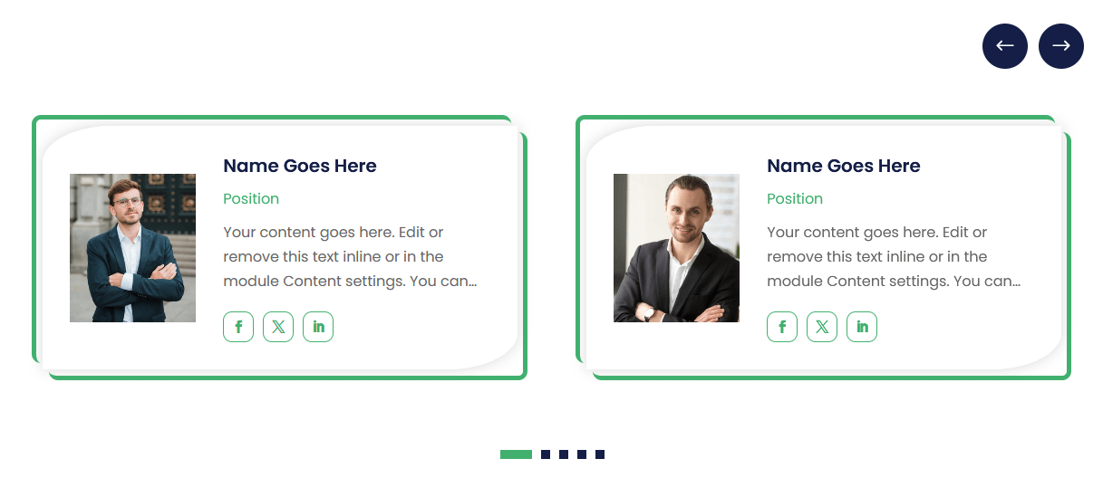 Team Carousel Layouts for Divi - 2 Slide Per View