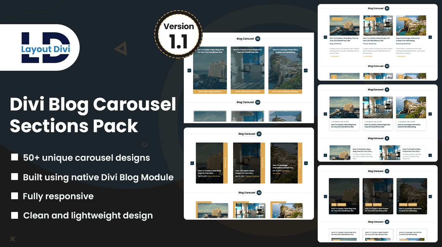 Blog Carousel Sections - Divi Layout Pack - Featured Image