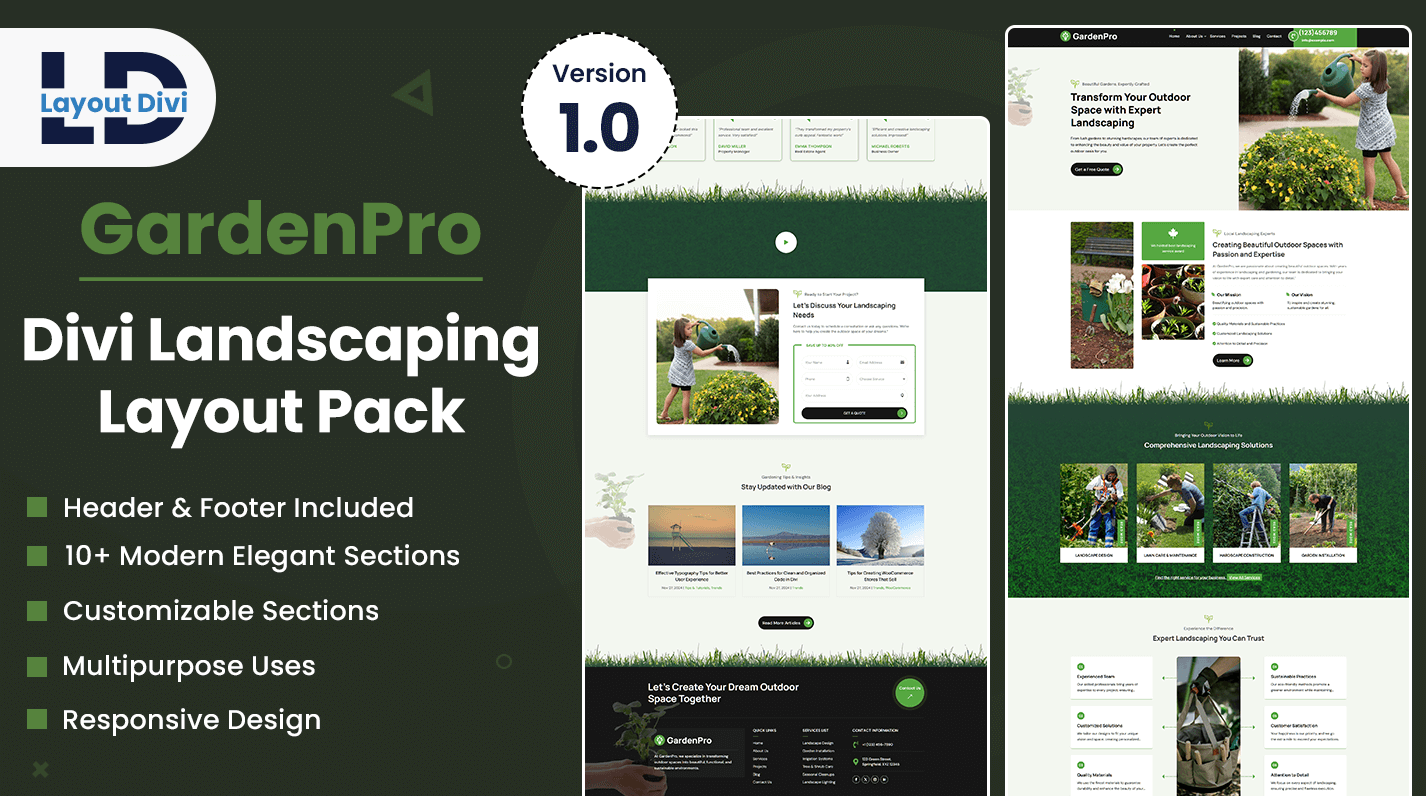 Landscaping Divi Layout Pack- Featured Image