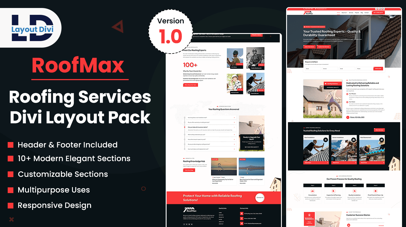 Roofing Divi Layout Pack- Featured Image