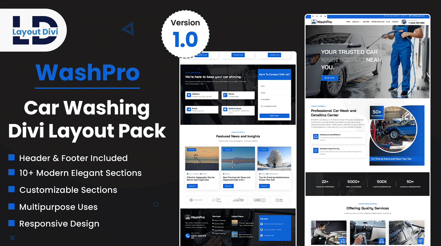 Divi Car Washing Layout Pack- Featured Image
