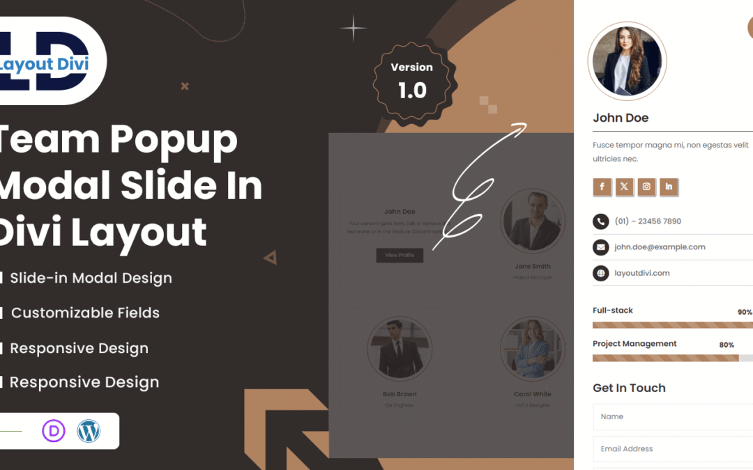 Team Member Popup Modal Slide In Layout for Divi - Featured Image