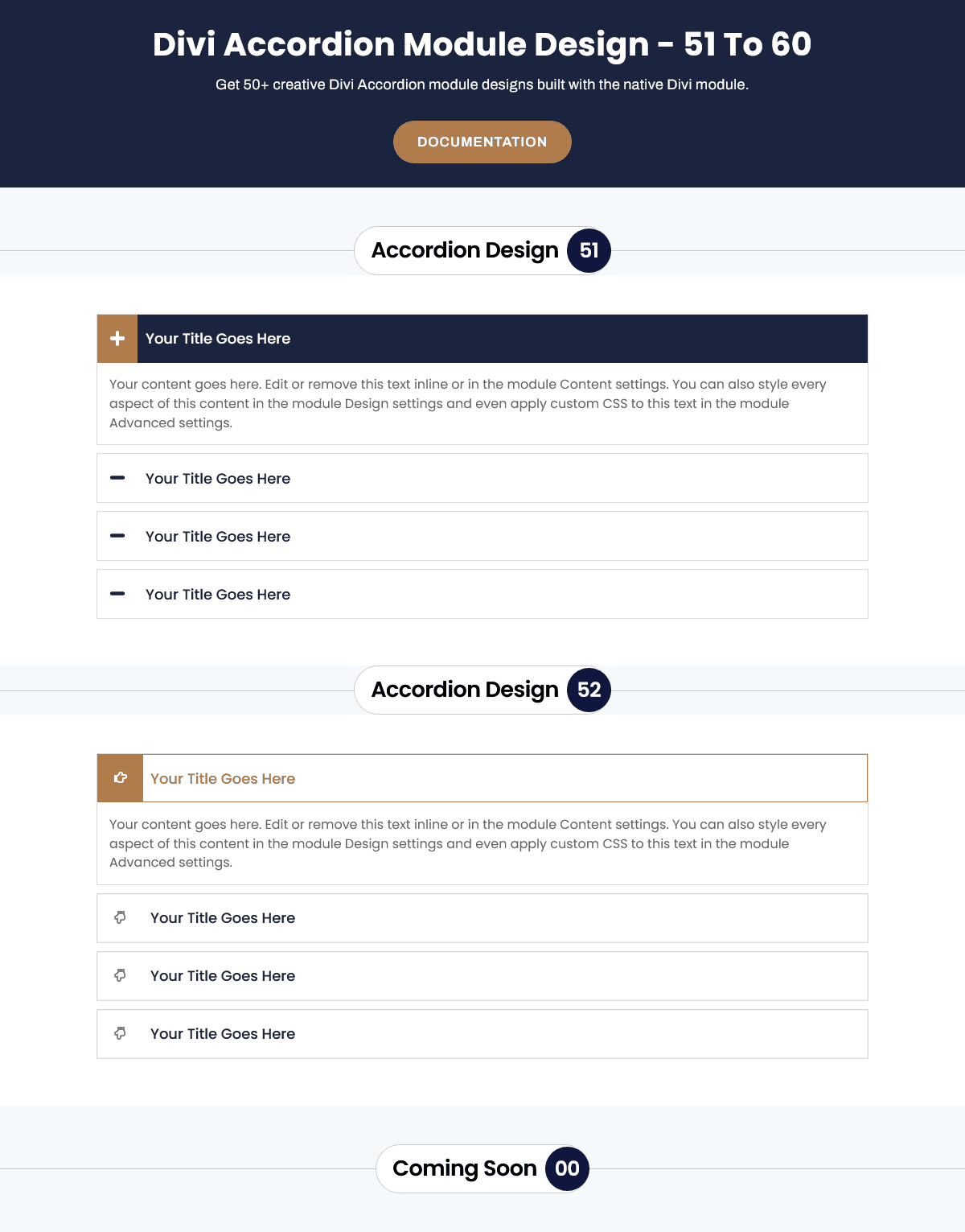 Divi Accordion Module Design 51 to 60 - I1