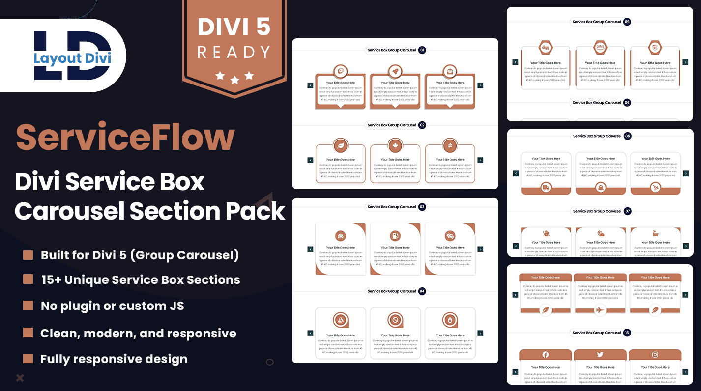 Divi ServiceBox Carousel Section Bundle - Featured Image Divi ServiceBox Carousel Section Bundle - Featured Image
