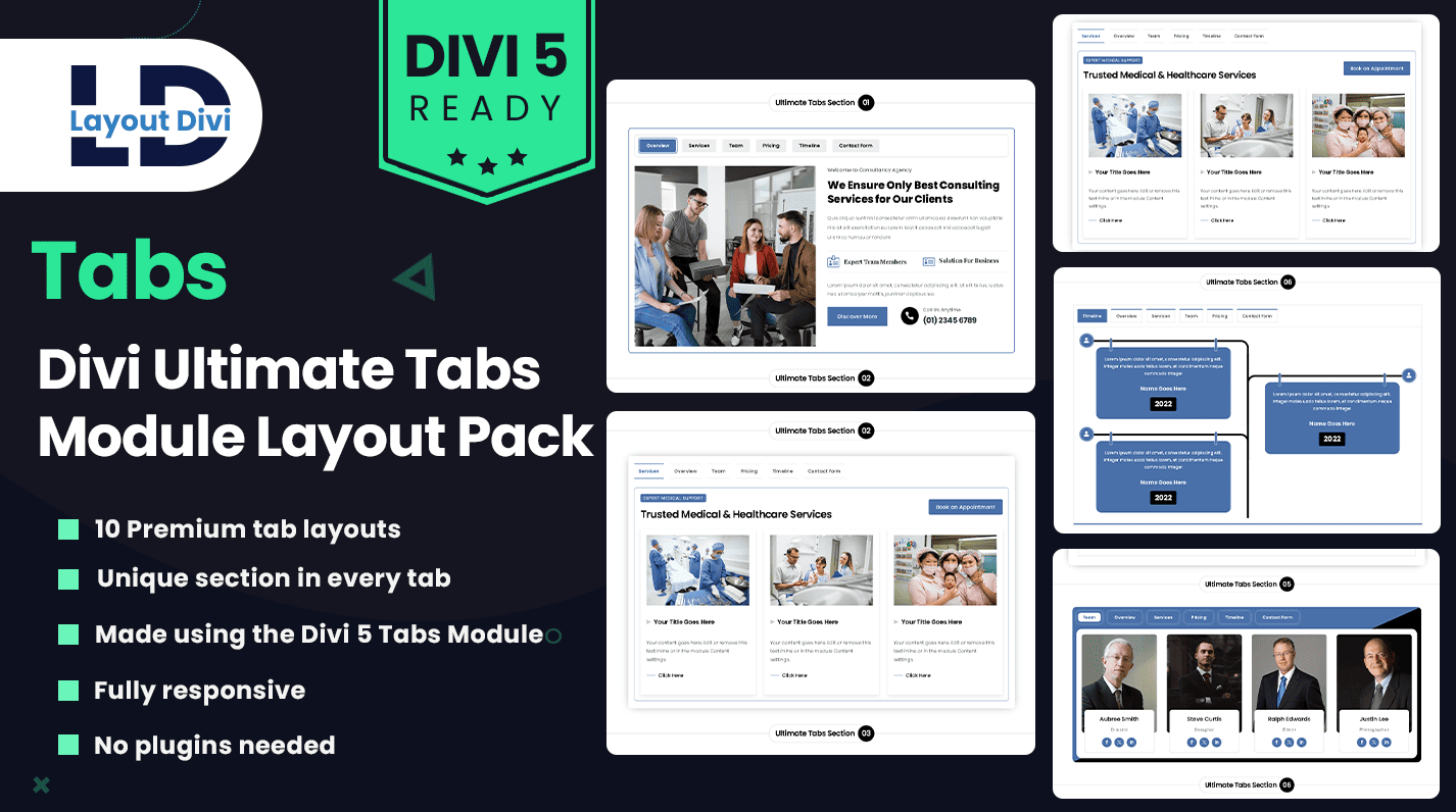 Divi Ultimate Tabs Module Layout Pack - Featured Image Divi Ultimate Tabs Module Layout Pack - Featured Image
