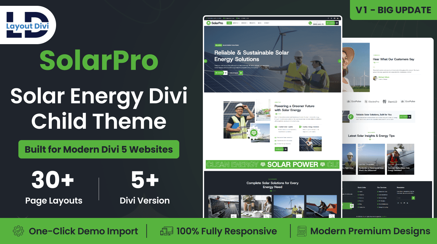SolarPro – Solar Energy Divi 5 Child Theme for WordPress - Featured Image SolarPro – Solar Energy Divi 5 Child Theme for WordPress - Featured Image